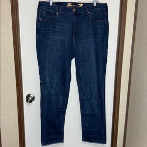 SEVEN7 Weekend Slim Fit Jeans Women’s Sz 16 Dark Wash Stretch Raw Hem Mid Rise